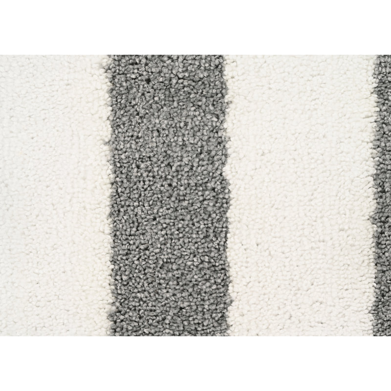 Ensemble de tapis de bain 2 pièces en nylon et polyester avec envers antidérapant Ronning Beach, Gris platine / blanc