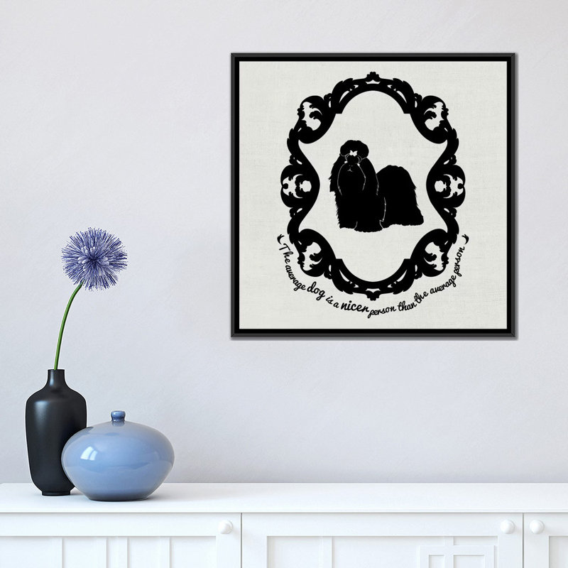5by5collective «Shih Tzu», impression sur toile tendue, H 37 po x l 37 po x P 1,5 po, Toile encadrée noire, Pas de tapis