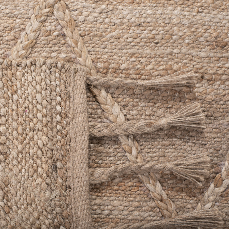 Tapis en jute tissé à la main en fibre naturelle Digio, Carré 8 pi