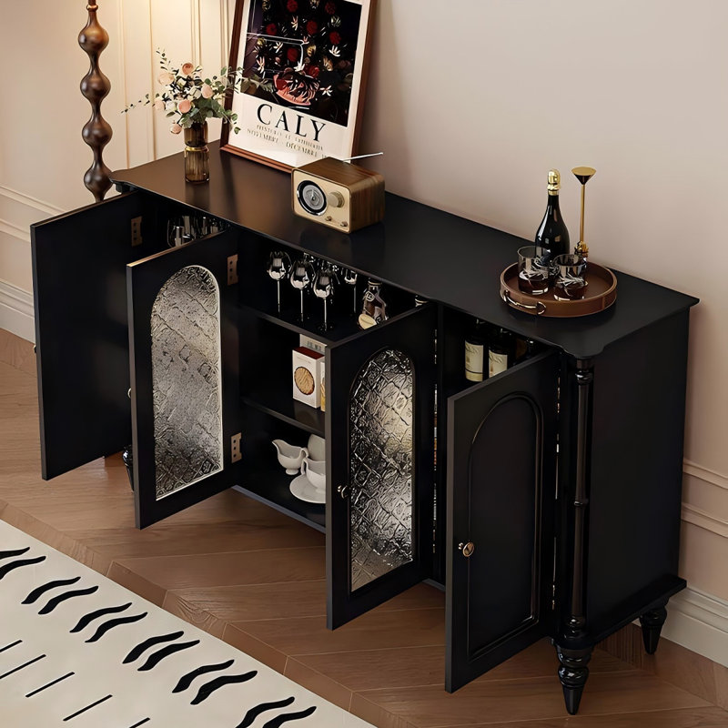 Buffet 59,06 po en bois rétro noir