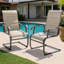 Chaises de salle à manger d'extérieur, PVC-coated polyester respirant, structure en fer, beige