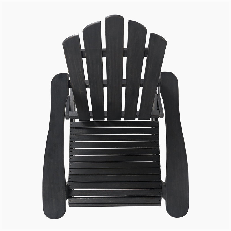 Comfortable And Stylish Foldable Adirondack Chair For Outdoor Relaxation, Ideal For Poolside And Patio Use, Dark Gray