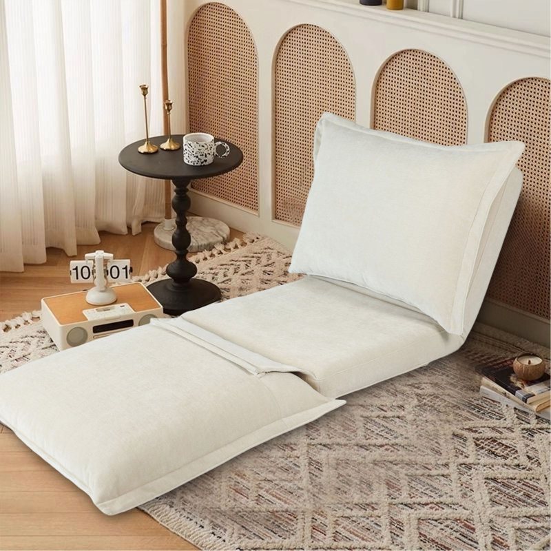 Fauteuil convertible convertible: canapé-lit avec dossier réglable et coussins, Antique Cream