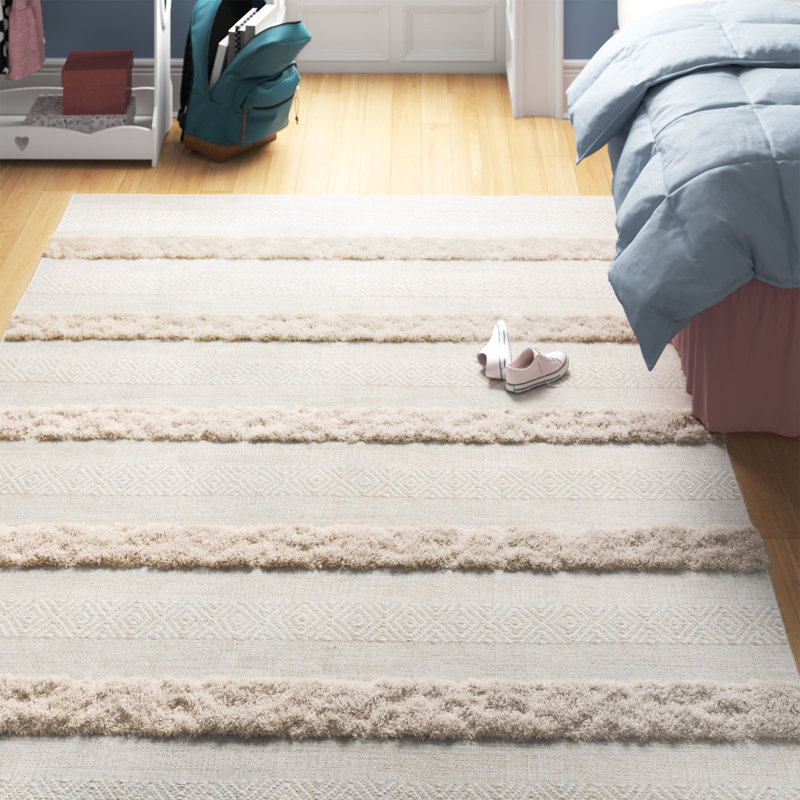 Tapis ivoire / beige en laine tissé à la main Sandisfield, Rectangle 4pi x 6 pi