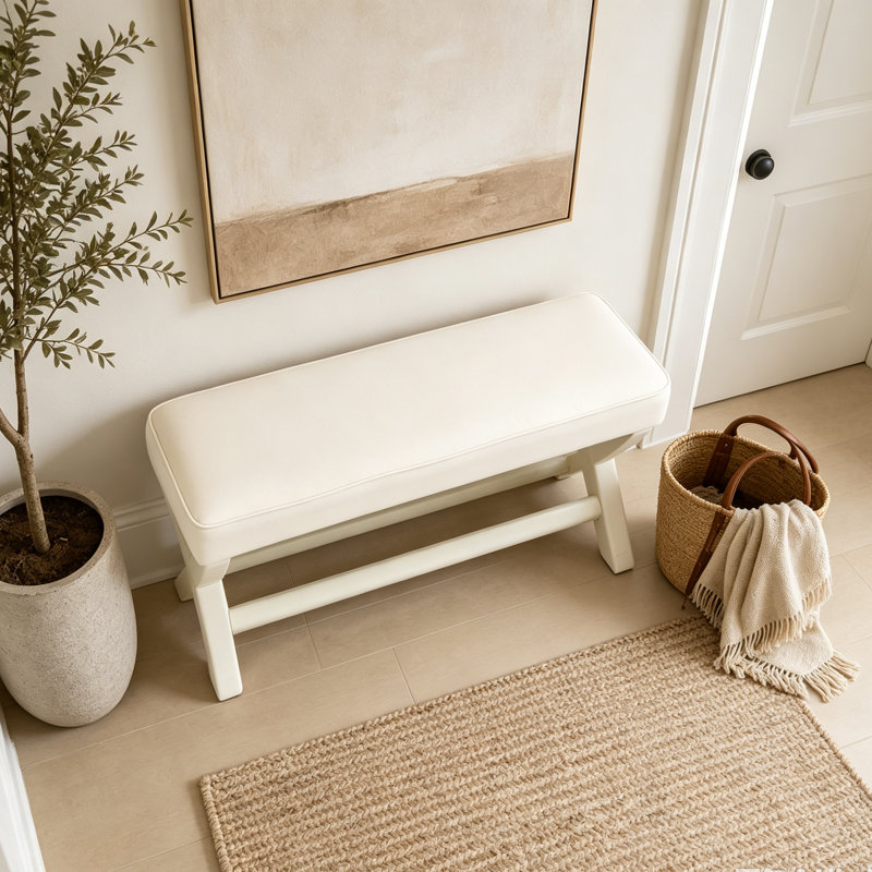 Banc revêtu de velours, Beige