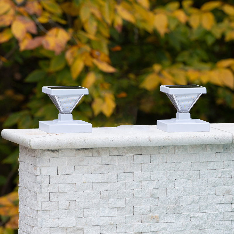 Luxor Black 4x4 and 5x5 Solar LED Deck Post Cap Light with Warm White and Hi/Lo Mode for Backyard and Wood Fence(2-Pack)