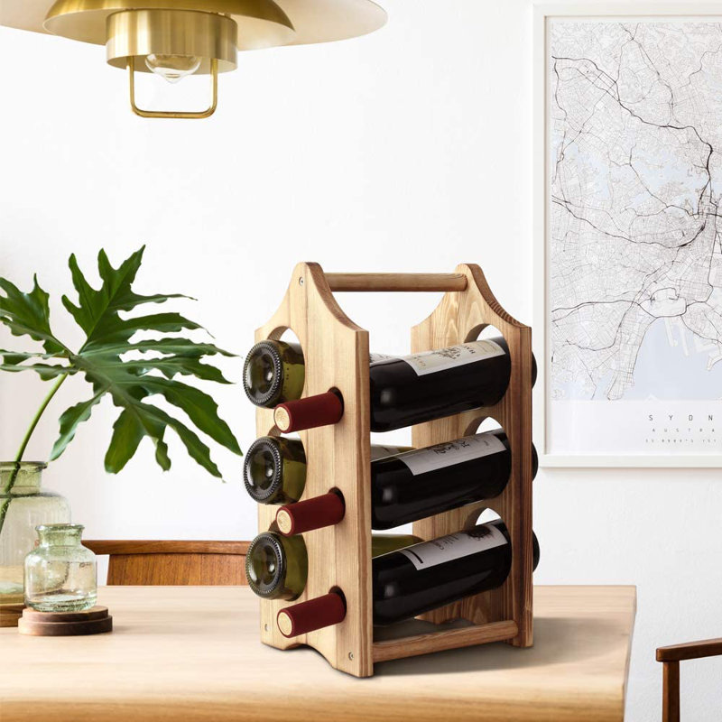 Maelyne 6 Bottle Tabletop Wine Bottle Rack, Brown