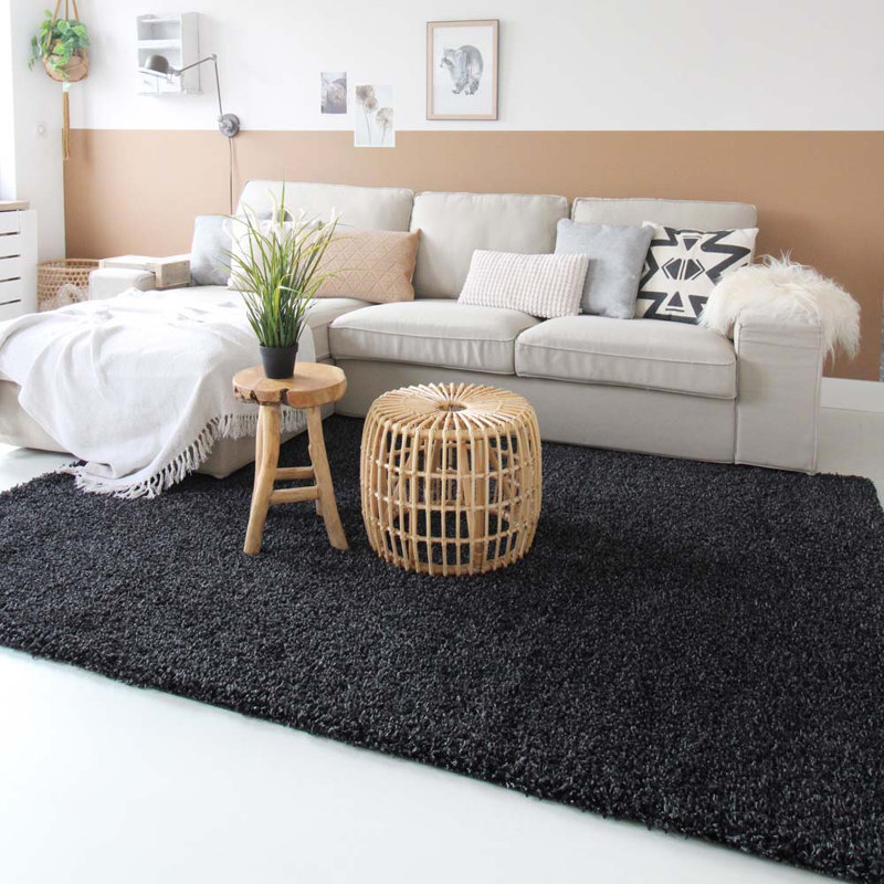 Aloysia High Pile Shaggy Anthracite Rug, Rectangle 300 x 400cm
