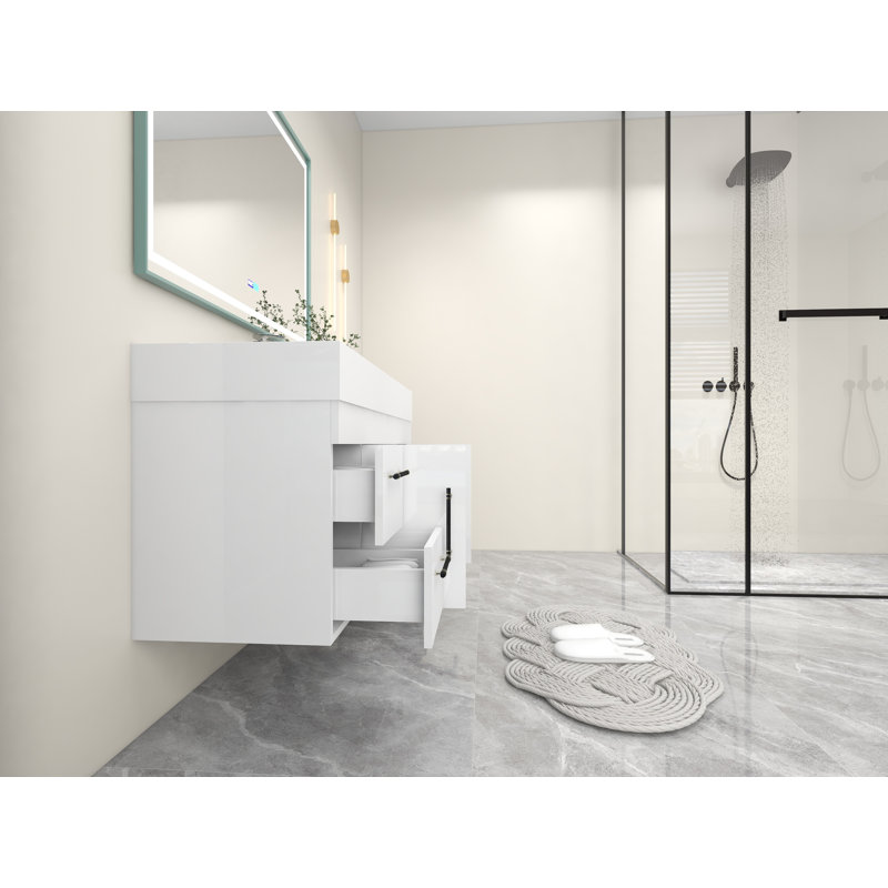 48" Single Bathroom Vanity Set, High Gloss White