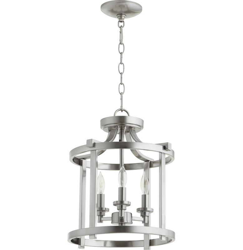 Luminaire suspendu géométrique à 3 lumières Lukka, Nickel satiné