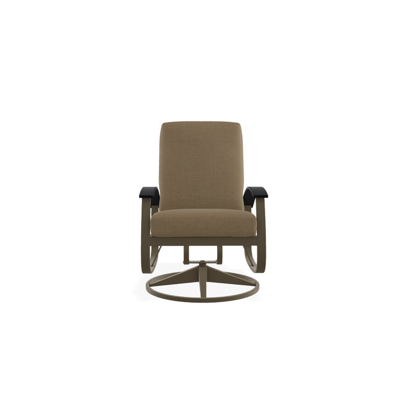 Belle Isle Outdoor Swivel Lounge Chair, Cast Ash Sunbrella® Plainweave, Black P70, Textured Beachwood