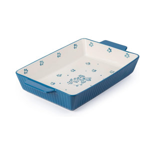 Bruntmor Porcelain 10.5X6 Rectangular Baking Dish Oven Safe, Great For  Roasting, Lasagna Pan, Small Porcelain Casserole Dish Bakeware With Handle, Set Of 2. (Blue)