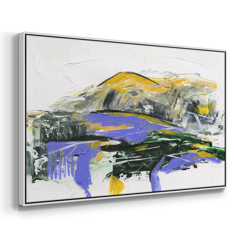 Silent Mountain V sur toile, Cadre flottant blanc, H 25 po x l 37 po x P 2 po