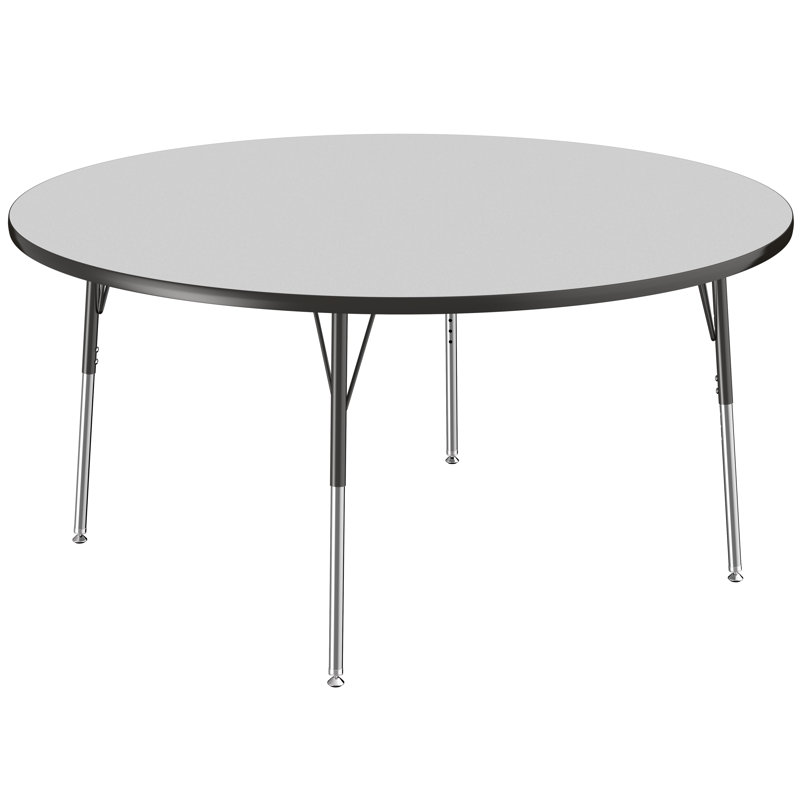 Table ronde à hauteur réglable, Gris / noir, Gris, H 24 po x L 60 po x l 60 po