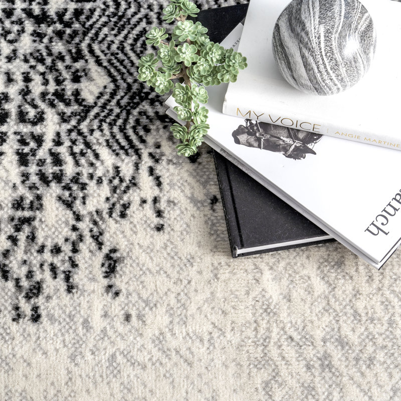 Genero Abstract Gray Area Rug, Round 6'