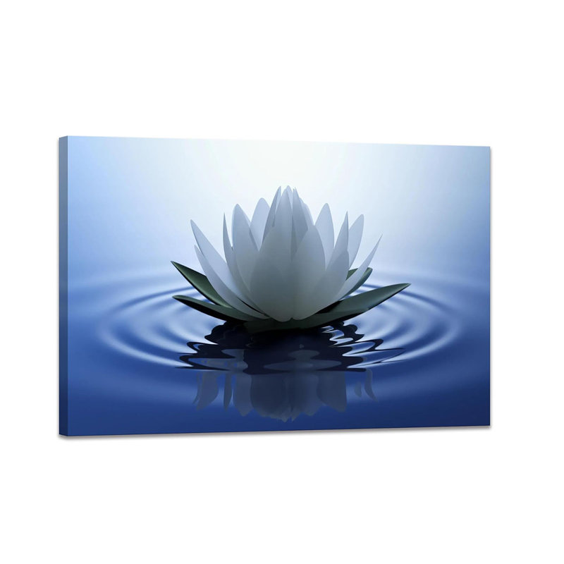 Lotus Wall Art Canvas Pictures Print Spiritual Meditation Artwork Poster For Yoga Room Bathroom Zen Spa Photo Decor Framed Ready To Hang (12X 16Inch)