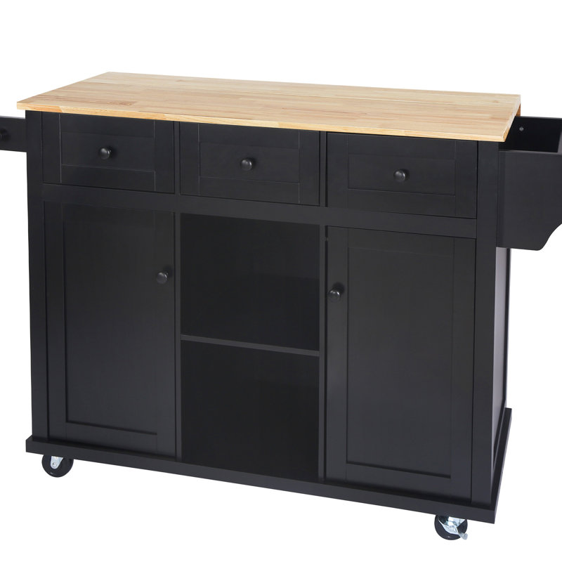 Chariot de cuisine Space avec support en métal et cadre de rangement de tiroir noir, Black