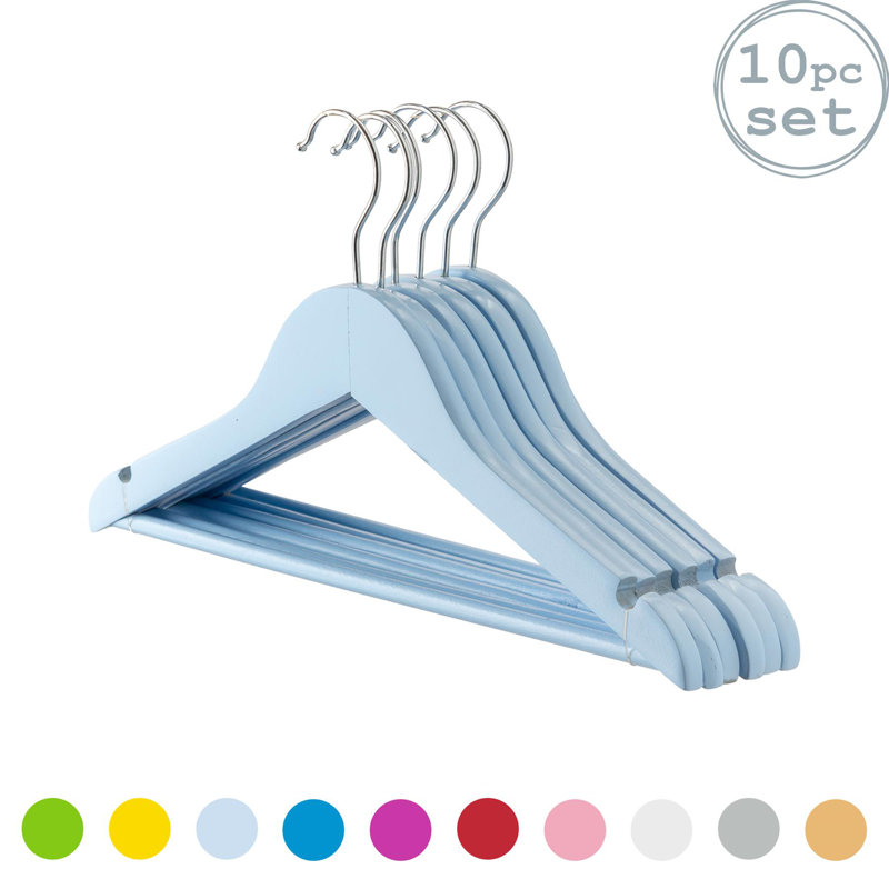 Harbour Housewares - Wooden Children's Coat Hangers, Light Blue