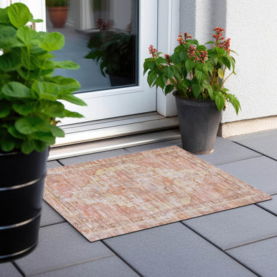 Tapis terre cuite lavable à la machine intérieur / extérieur Xhevrie
