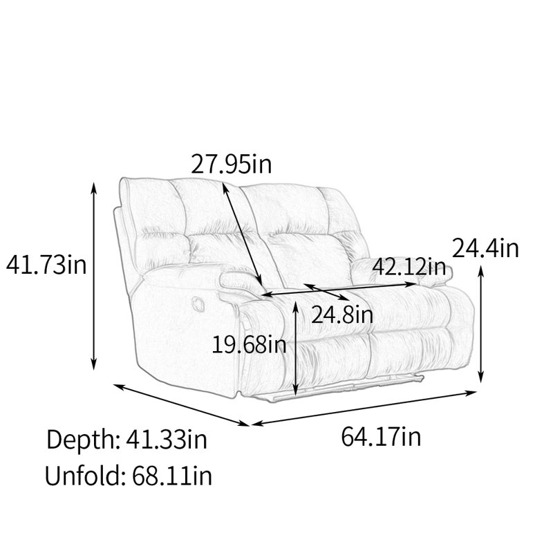 Double Living Room Casual Ergonomic Recliner, Orange Polyester Blend