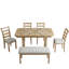 Ensemble de table de salle à manger 6 pièces en bois d'hévéa Cutwright avec placage en bois massif et coussin moelleux-88565821