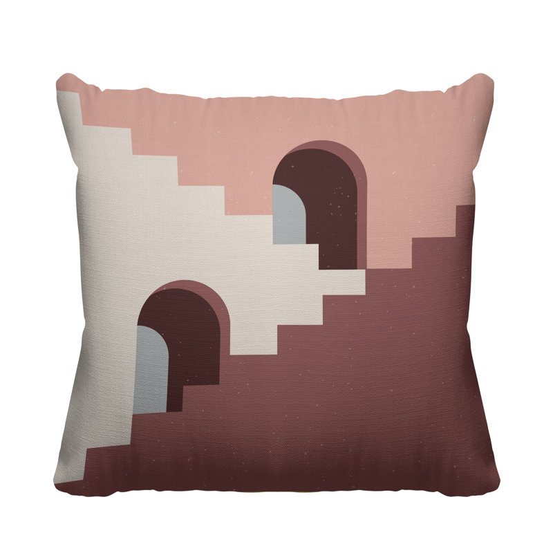 Abstract Outdoor Reversible Throw Pillow, 19H" x 19W", Brown