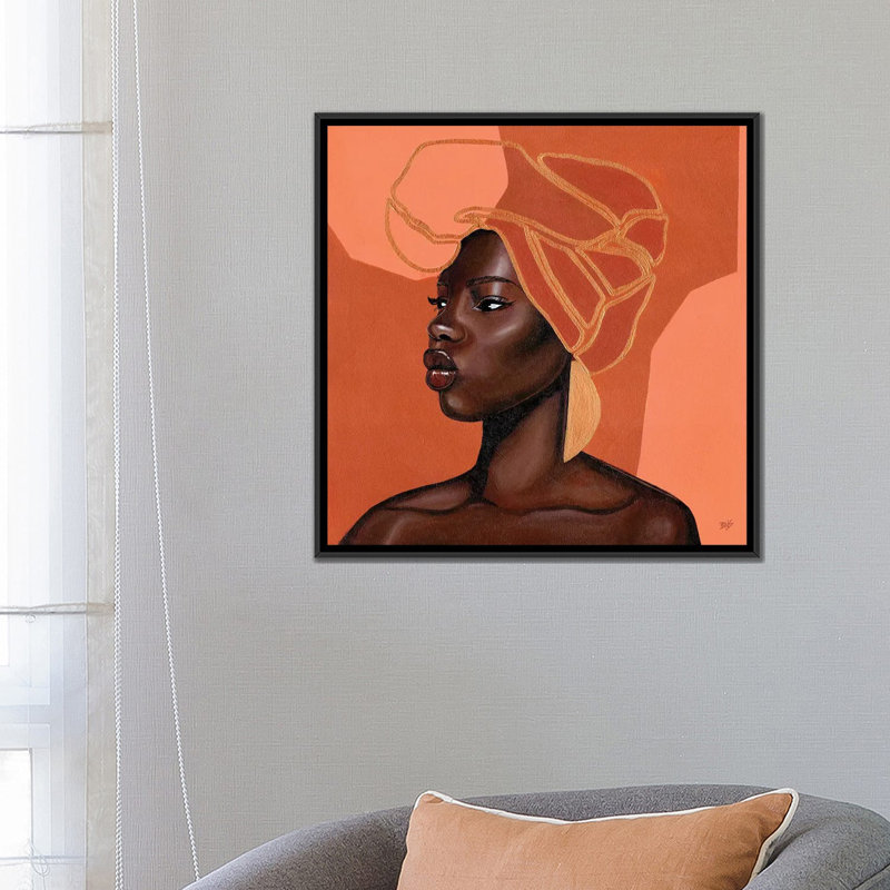 « Adah » par Bria Nicole-impression d’art graphique, Pas de tapis, H 26 po x l 26 po x P 1,5 po, Toile avec cadre noir