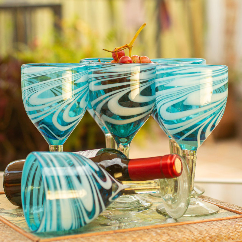 10 oz Verre à pied en verre, Bleu