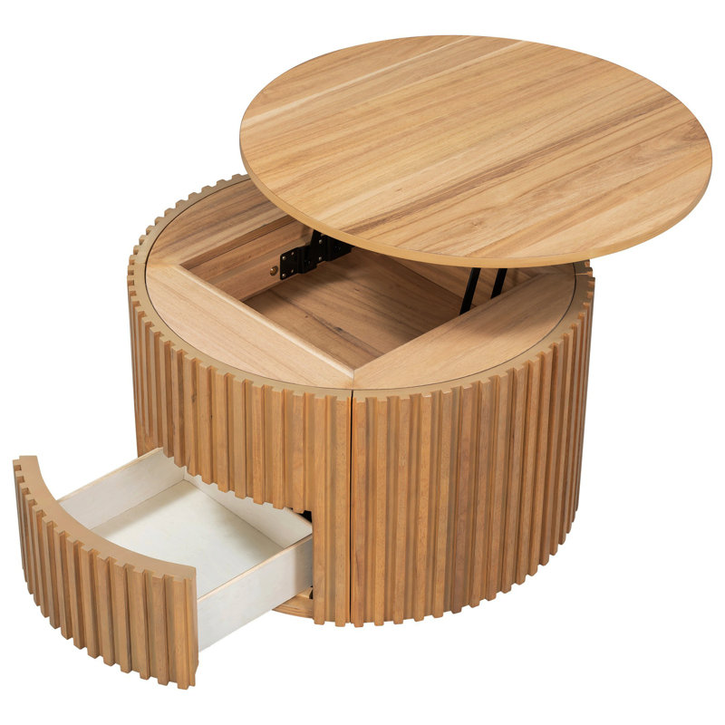Table basse à plateau relevable moderne avec rangement dissimulé, Light Brown