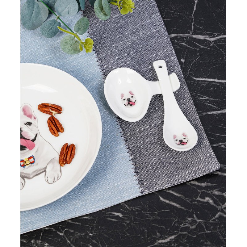 Ensemble de cuillère et de repos en porcelaine - Frenchie
