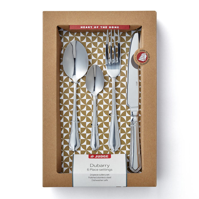 Judge 24 Piece Stainless Steel Cutlery Set, Dubarry Pattern. Table Setting for 6