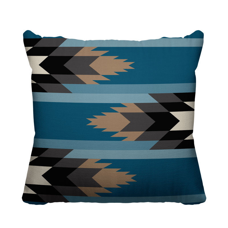 Coussin intérieur / extérieur Lansa Southwestern, L 17 po x H 17 po, Turquoise