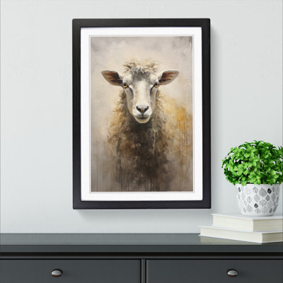 Sheep Gestural No.2 - Single Picture Frame Print on Wood