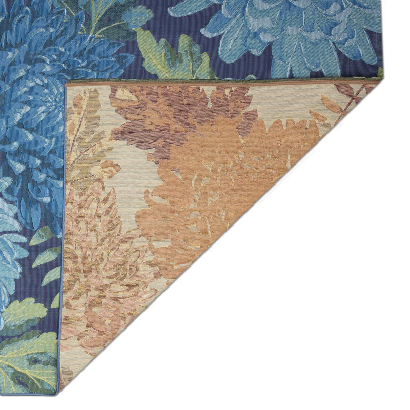 Tapis intérieur / extérieur bleu / vert Akera, Rectangle 8 pi 10 po x 11 pi 9 po