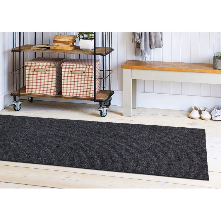 Scrabe Rib Non-Slip Rubberback Black Indoor/Outdoor Utility Rug Ottomanson