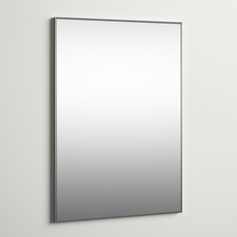 Beunca Metal Framed Bathroom Vanity Mirror, Silver, 36" x 24"