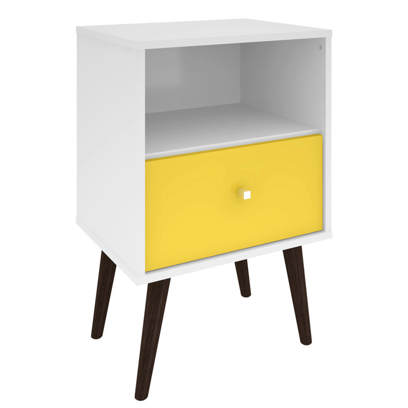 Darryl 17.72'' W Nightstand, White/Yellow