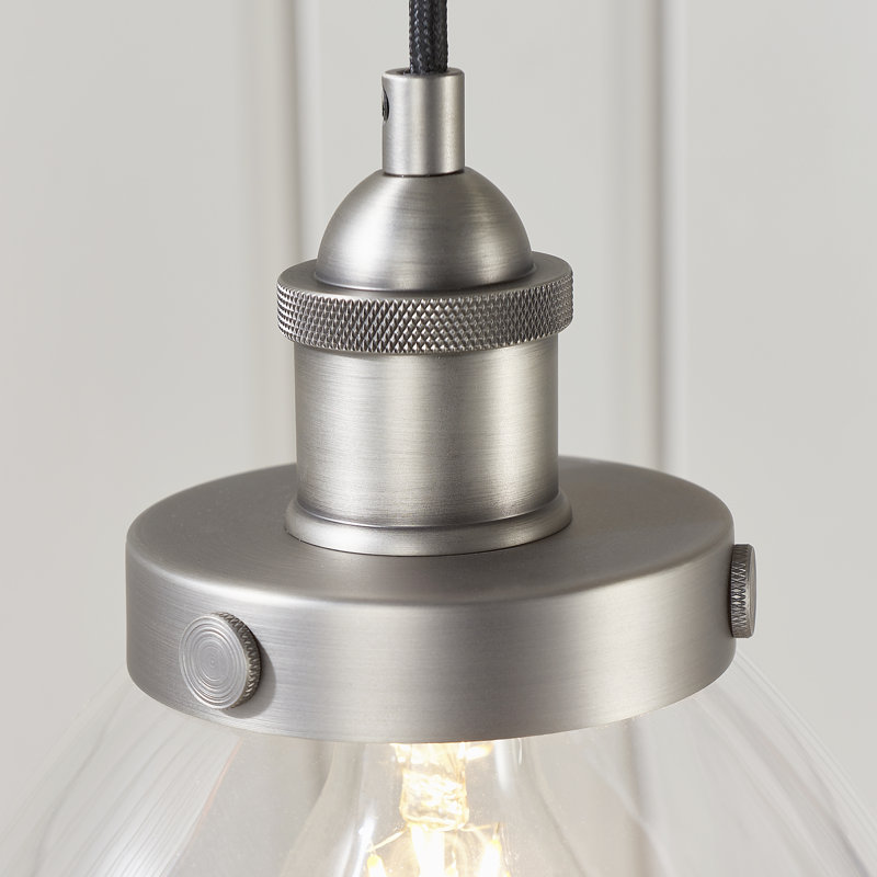 Anais 1 - Light Brushed Silver Paintand Clear Glass Dome Pendant