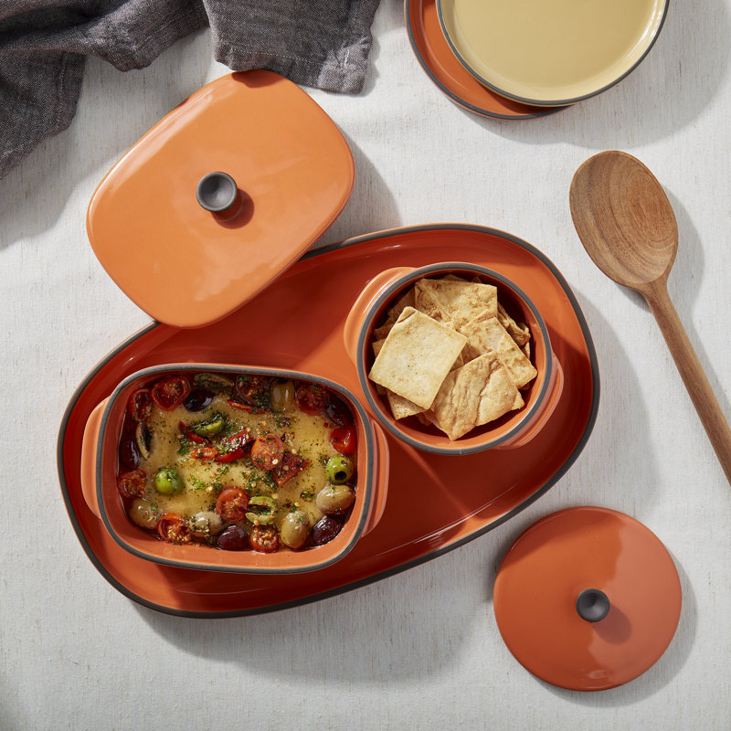 Denmark Tools for Cooks 5-Piece Stoneware Bake & Serve Set, Orange