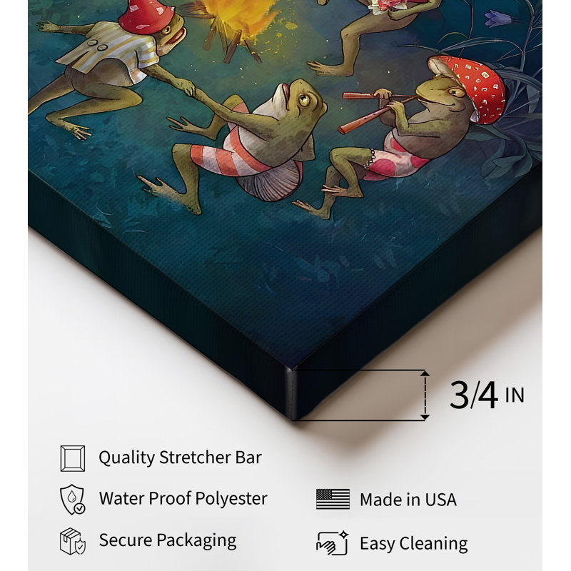 Frogs Dancing Under The Moon, Unframed, Canvas, 24"H x 32"W