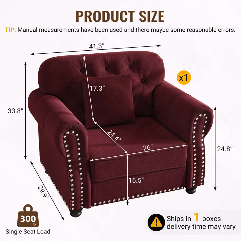 Velours Chesterfield canapé garniture cloutée capitonnée, Bourgogne