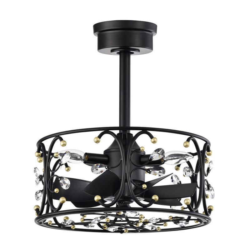 Ventilateur de plafond 12 pales à cage de 12,99 po avec télécommande et ensemble d'éclairage inclus
