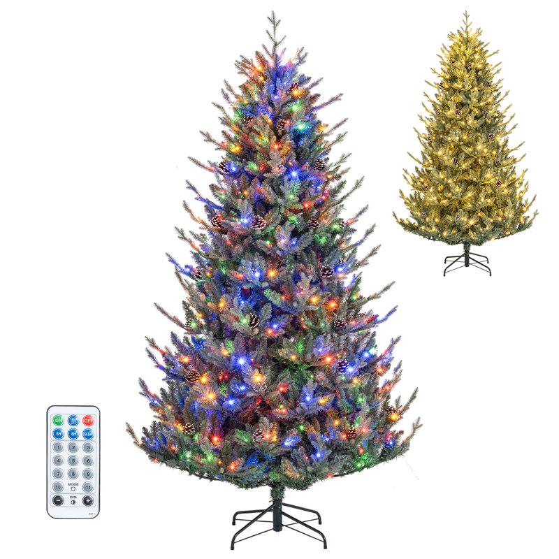 Arbre de Noël artificiel 7,5 pi avec lumières DEL multicolores pré-installées