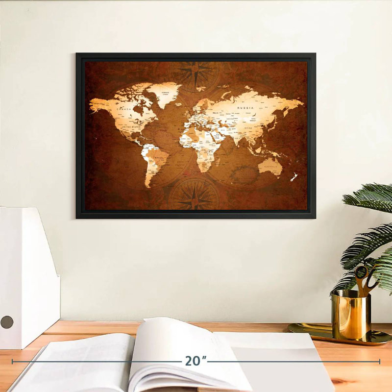 Carte du monde rare Aliaz, H 9 po x l 13 po