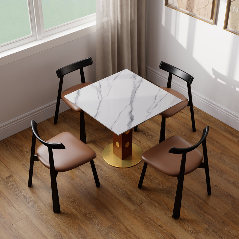 33.5"X 33.5" Square Pedestal Dining Table, White