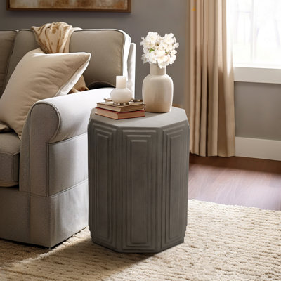 Concrete, 18" Geometric Accent Table, Dark Gray