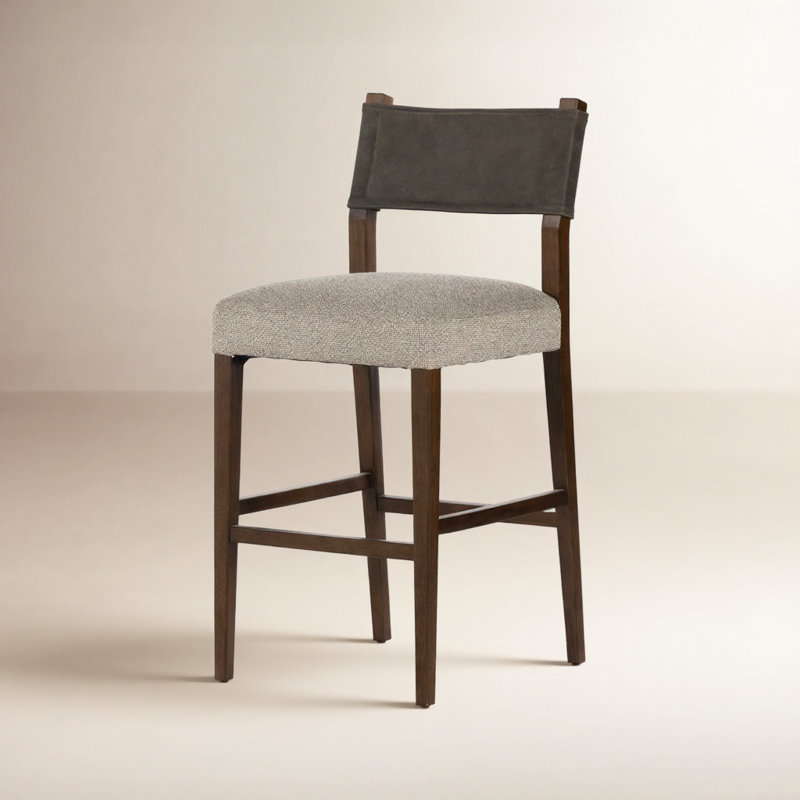 Tabouret Lorretta, Tabouret de bar (siège d'une hauteur de 29,92 po), Encre Tulsa / rayonne / viscose, Sable antique