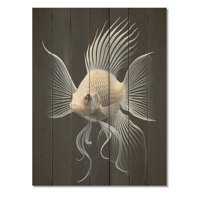 Oceanic Minimalist Black & White Butterfly Fish II - Butterfly Fish On Wood Print