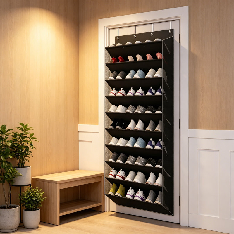 10 Pair Hanging Shoe Organiser, Black