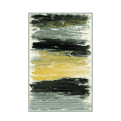 Stylish Woven Carpet, 4 x 6 Feet, 100% Polyester | Antibacterial, 3D Digital Printing, Non-Slip PVC Felt Dot Underside | Machine Washable, 0.4 in Pile Height, Perfect for Living Room & Bedroom Decor